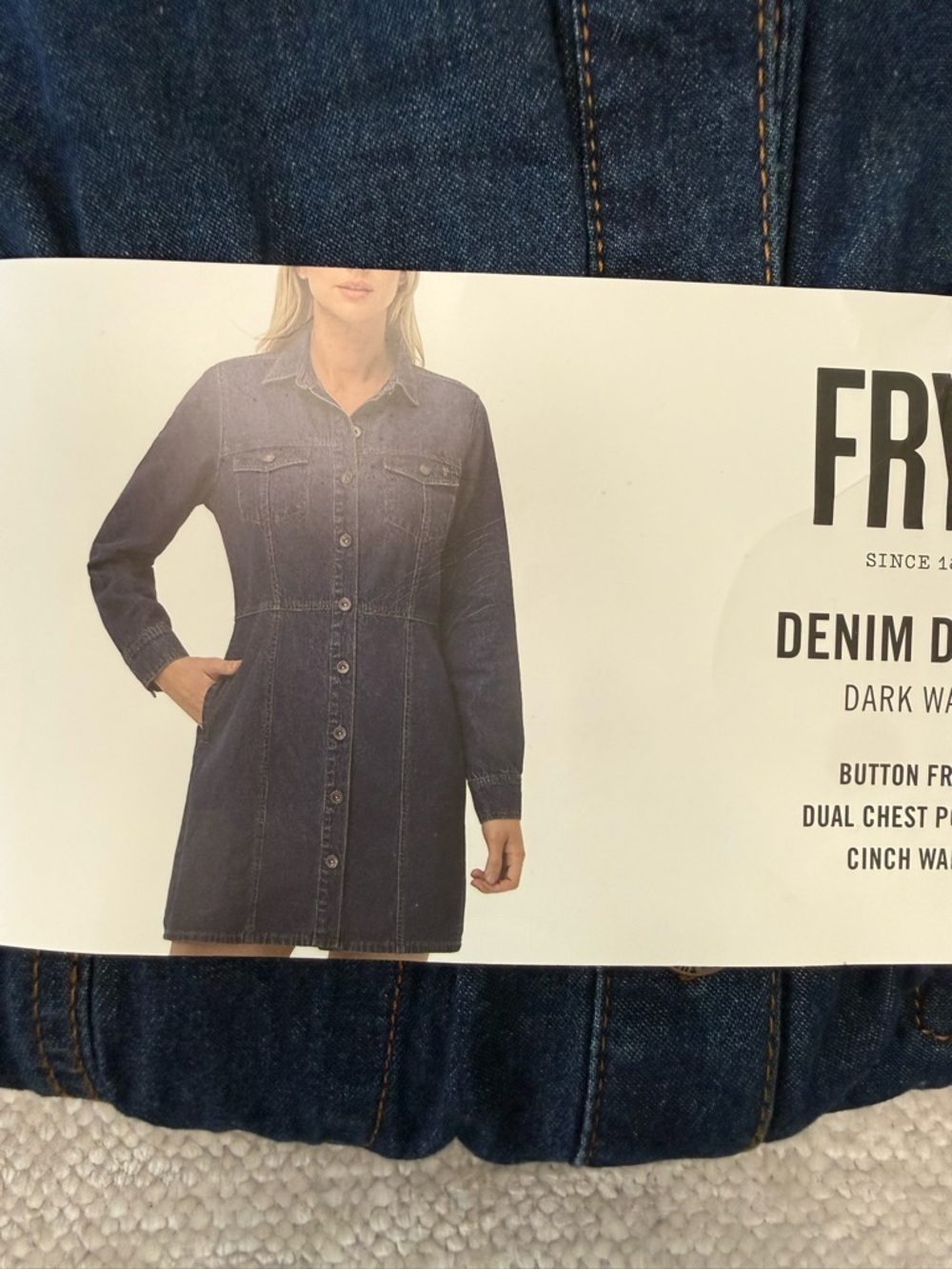 Frye Dark Indigo Button-Front Denim Dress - Picture 2 of 4